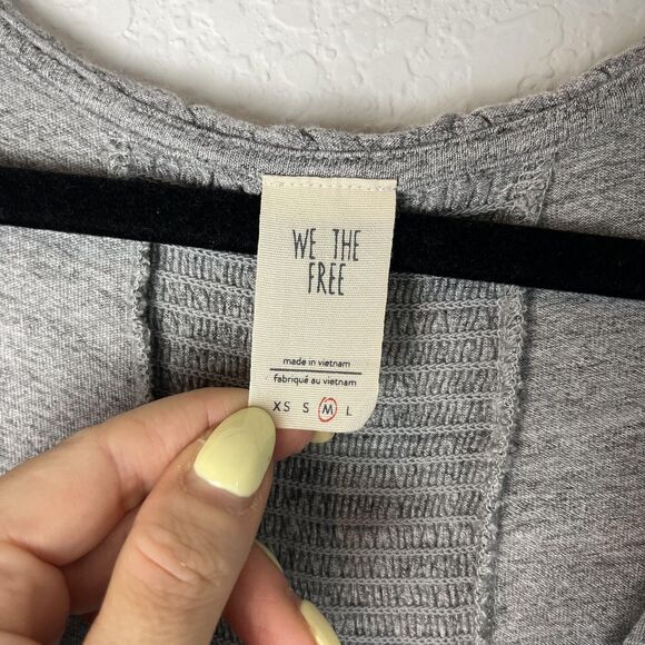 We The Free Sweater Womens Medium Gray Oversized Linen Blend Boho Tunic Top - Picture 2 of 7